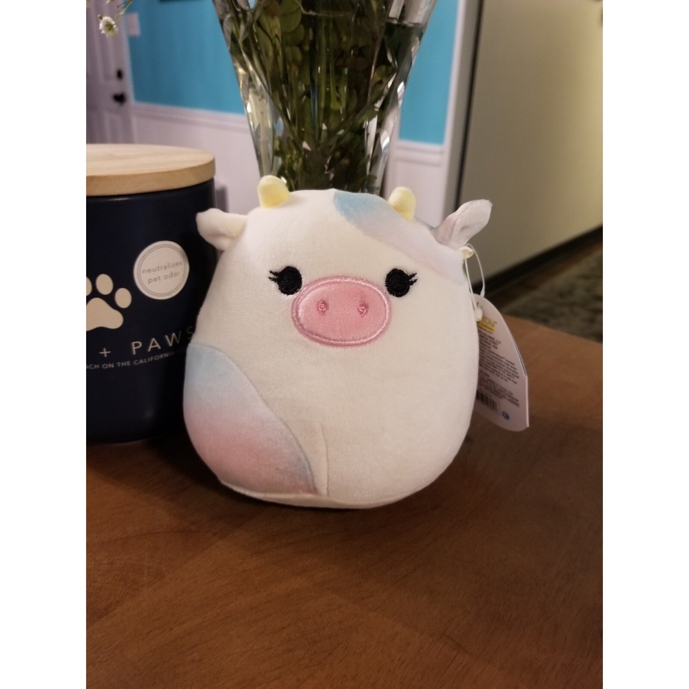 Squishmallows 5" Candess the White Rainbow Tie Dye Cow Easter Spring 2022 NWT